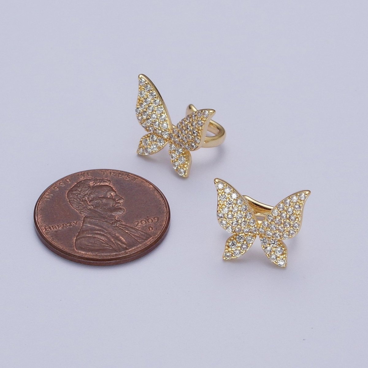 Butterfly Ear Cuff Earrings, Cute Butterfly Earrings With Micro Pave Cubic Zirconia Gold Animal Earrings, Minimalist Jewelry AD-069