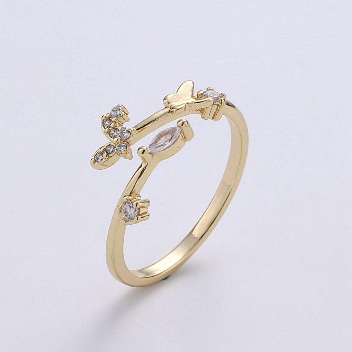 Butterfly Ring, Adjustable Butterfly Ring,  Gold Butterfly Ring, Butterfly Jewellery, Micro Pave Butterfly Ring, Minimalist open ring R-085