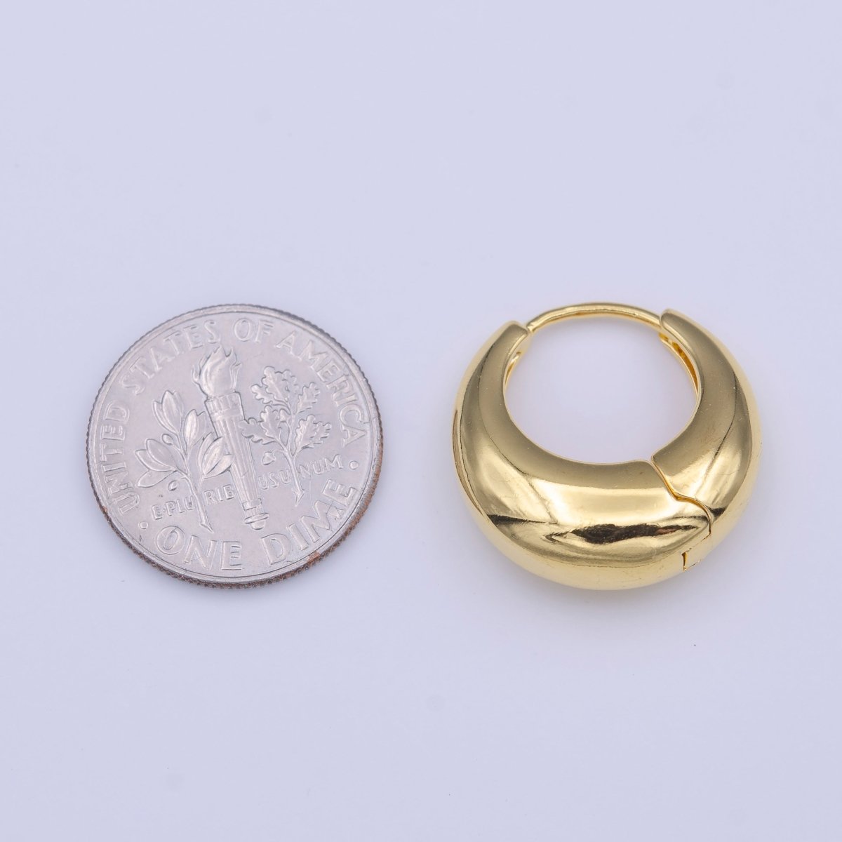 Chubby 19mm Dome Minimalist Gold Huggie Hoop Earrings | AD-210
