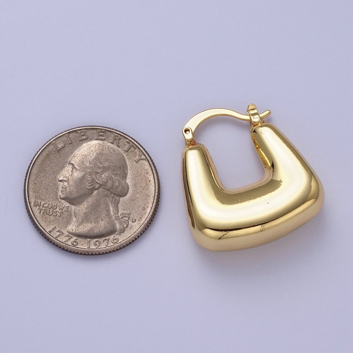 Chubby Boxy U-Shaped Latch Earrings in Gold & Silver | AB041 AB042