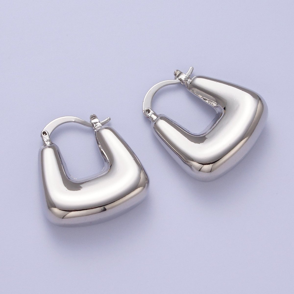 Chubby Boxy U-Shaped Latch Earrings in Gold & Silver | AB041 AB042
