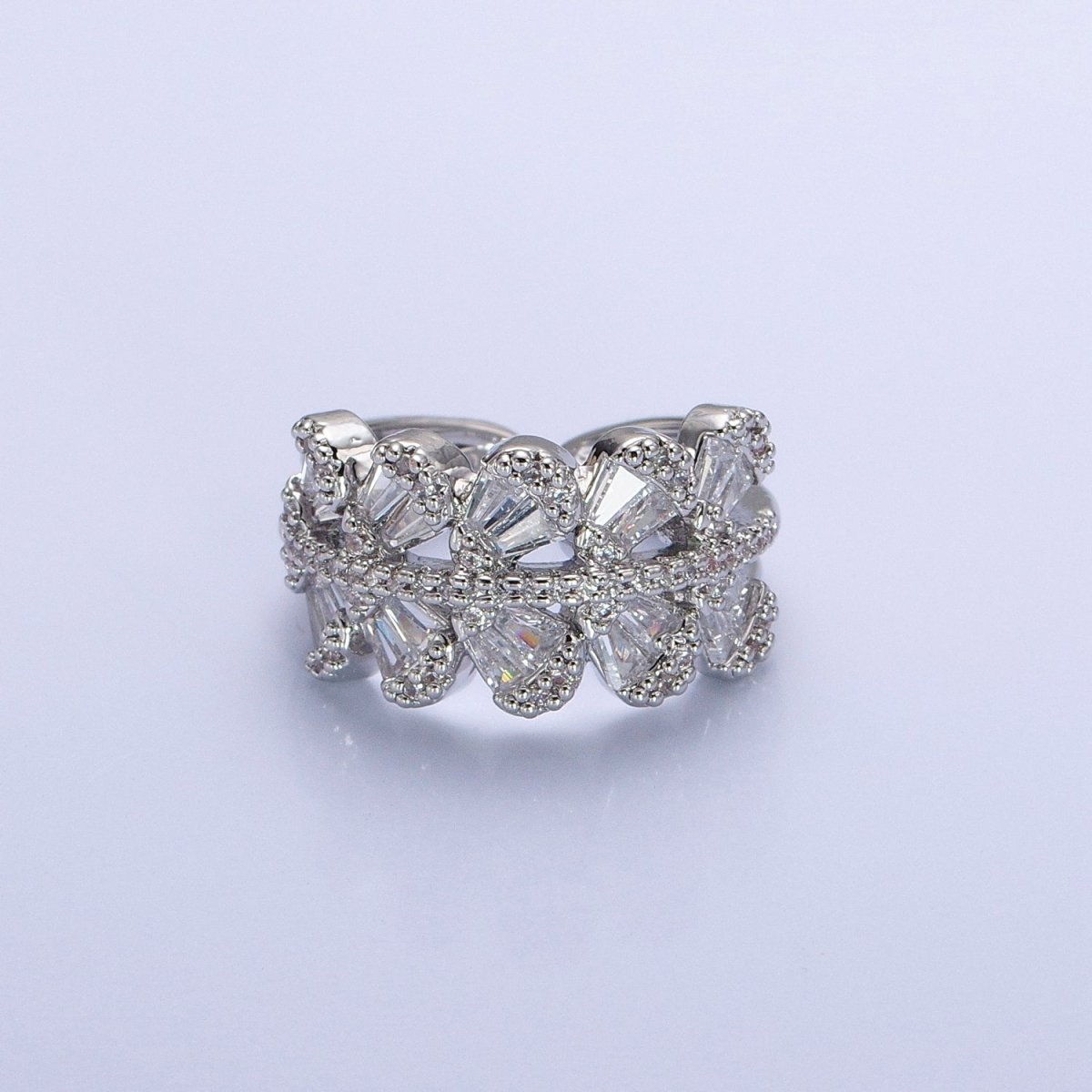 Chunky Baguette CZ Leaf Ring in Gold Filled for Stackable Jewelry Ring O-1551
