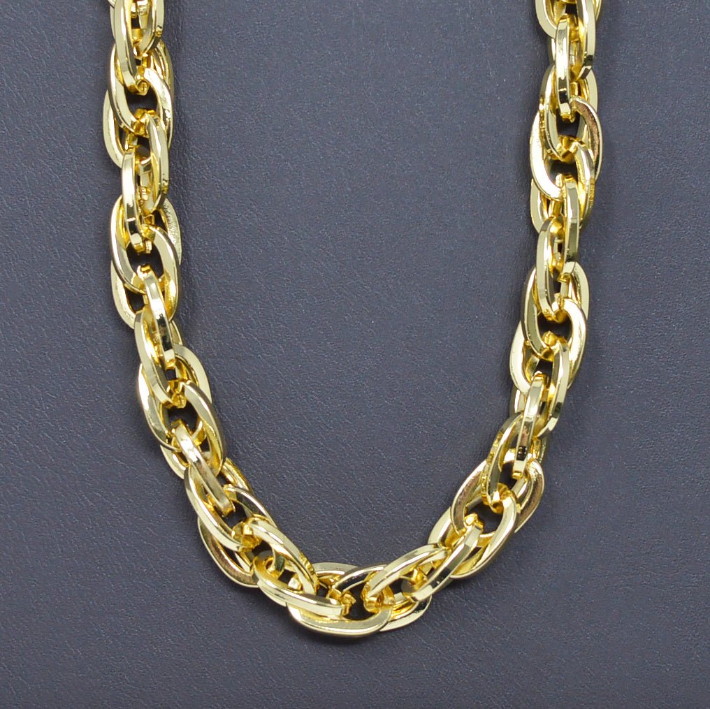 Chunky Bold Cable Chain 24K Gold Plated by Yard Statement Oval Link Chain, Yellow Gold Thick Rope for Handmade Jewelry | ROLL-453 Clearance Pricing