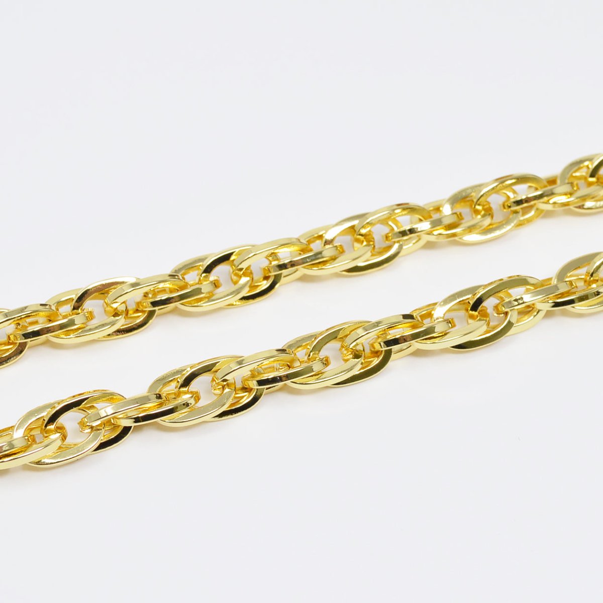 Chunky Bold Cable Chain 24K Gold Plated by Yard Statement Oval Link Chain, Yellow Gold Thick Rope for Handmade Jewelry | ROLL-453 Clearance Pricing