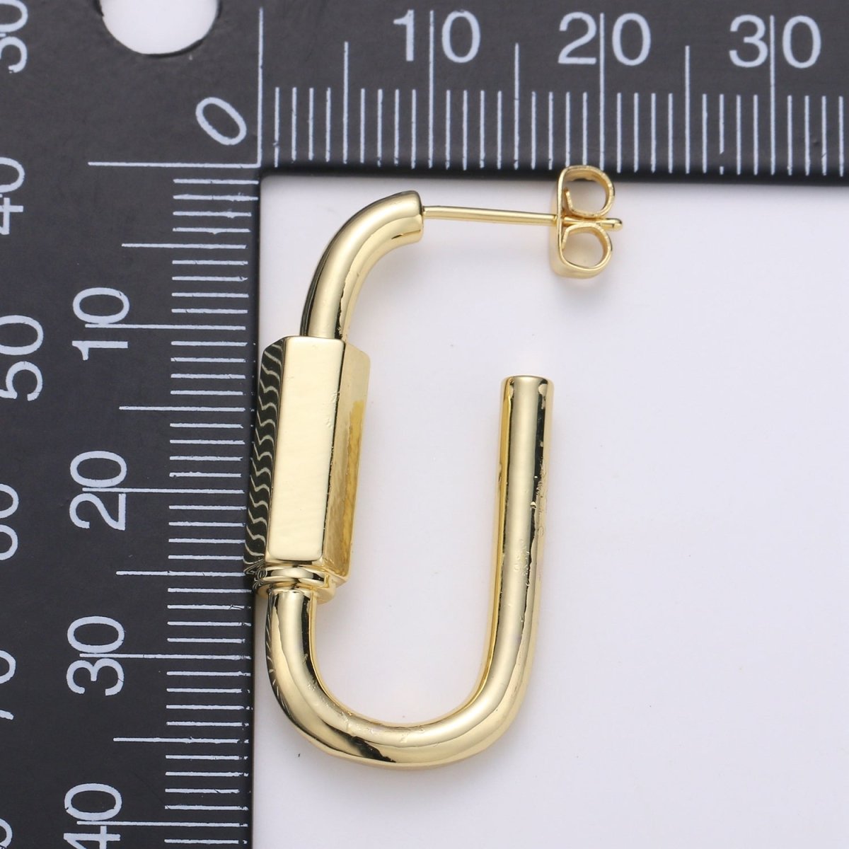 Chunky Carabiner Earrings, Thick Hoop Earrings, 14K Gold Filled Brass, Trend bold earrings, Bold gold earrings, Statement Q-279