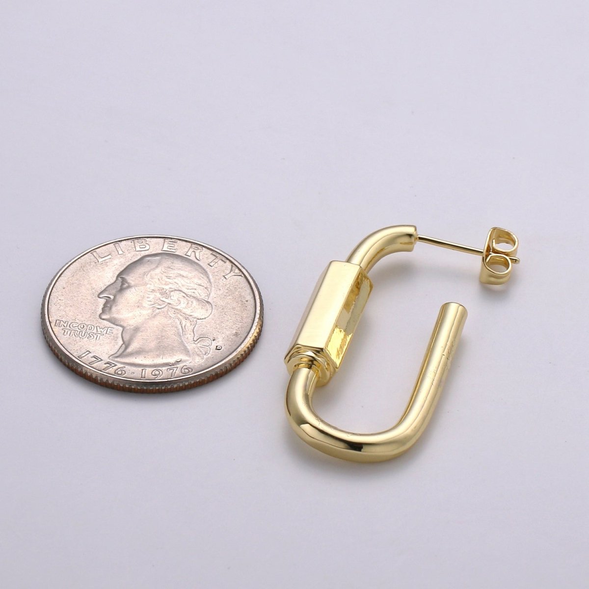Chunky Carabiner Earrings, Thick Hoop Earrings, 14K Gold Filled Brass, Trend bold earrings, Bold gold earrings, Statement Q-279