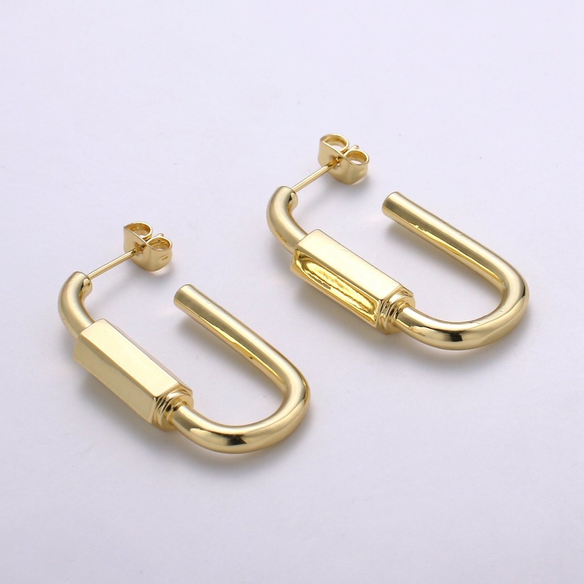 Chunky Carabiner Earrings, Thick Hoop Earrings, 14K Gold Filled Brass, Trend bold earrings, Bold gold earrings, Statement Q-279
