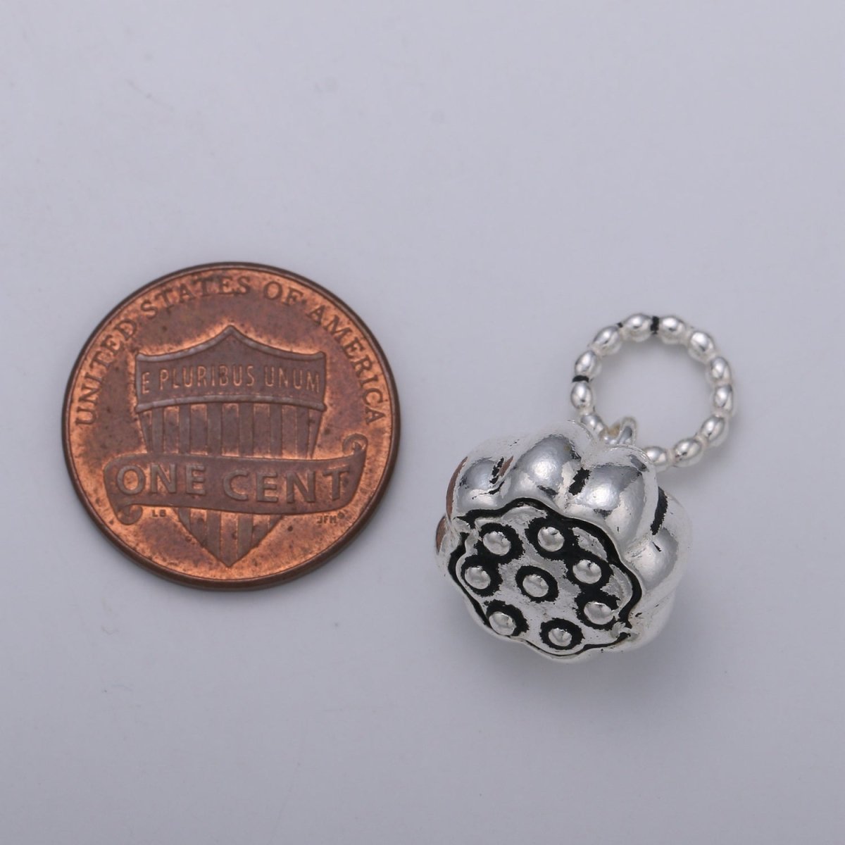 Chunky Charm 925 Sterling Silver Short Flower Charm, Floral Charm Silver Flower Charm for Necklace Bracelet Earring, Flower Bell Charm SL-198