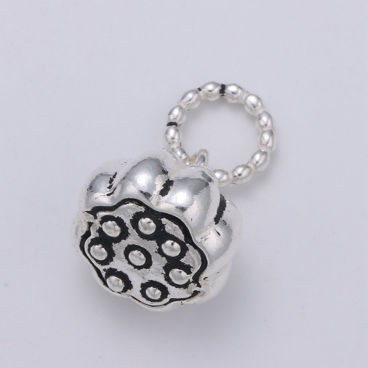 Chunky Charm 925 Sterling Silver Short Flower Charm, Floral Charm Silver Flower Charm for Necklace Bracelet Earring, Flower Bell Charm SL-198