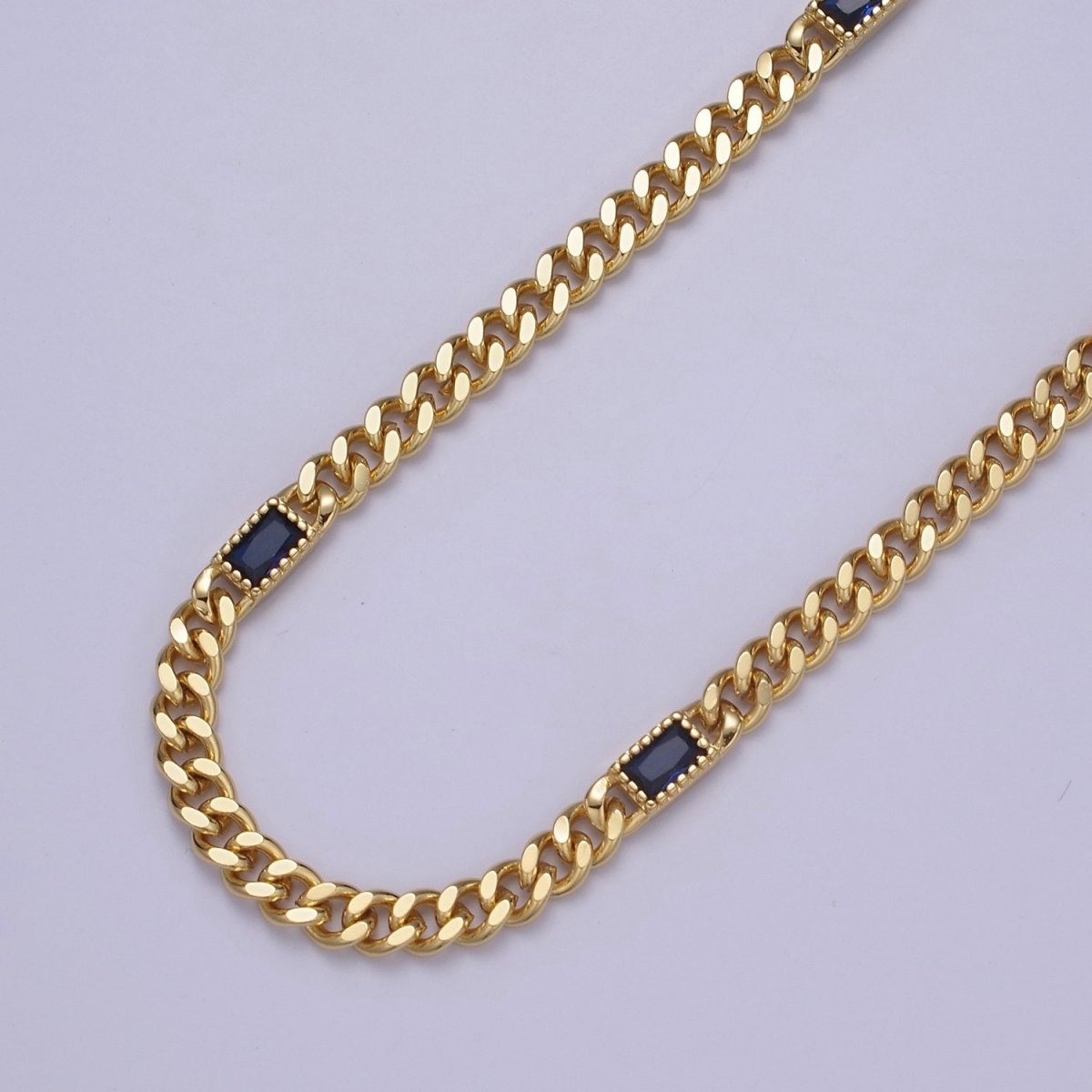 Chunky curb chain with Clear CZ Stone for Necklace Bracelet Statement Jewelry |  WA-1405 Clearance Pricing
