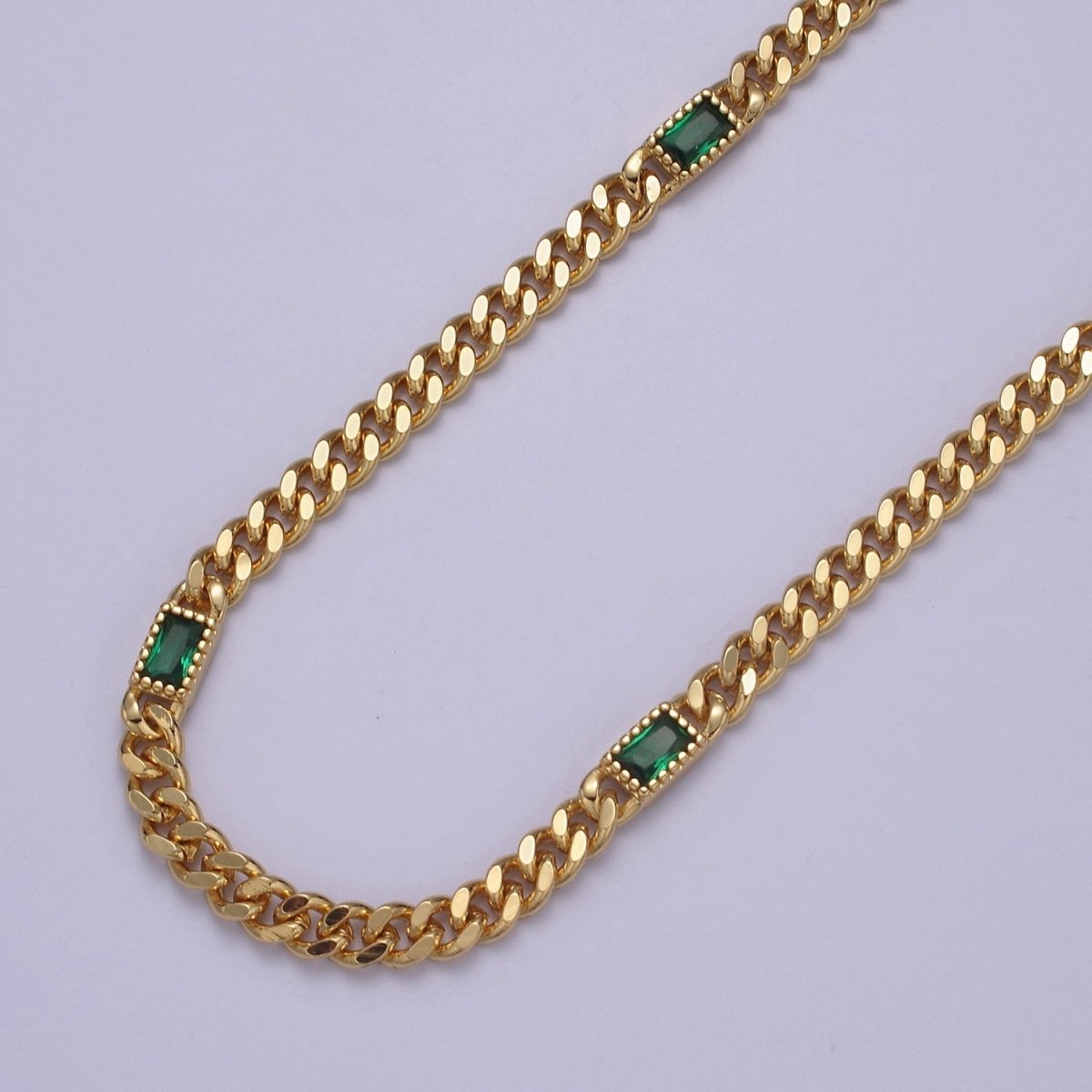 Chunky curb chain with Clear CZ Stone for Necklace Bracelet Statement Jewelry |  WA-1405 Clearance Pricing