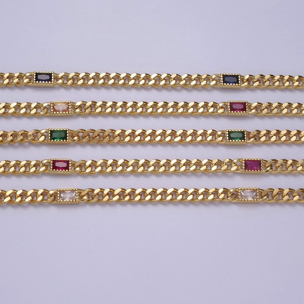 Chunky curb chain with Clear CZ Stone for Necklace Bracelet Statement Jewelry |  WA-1405 Clearance Pricing