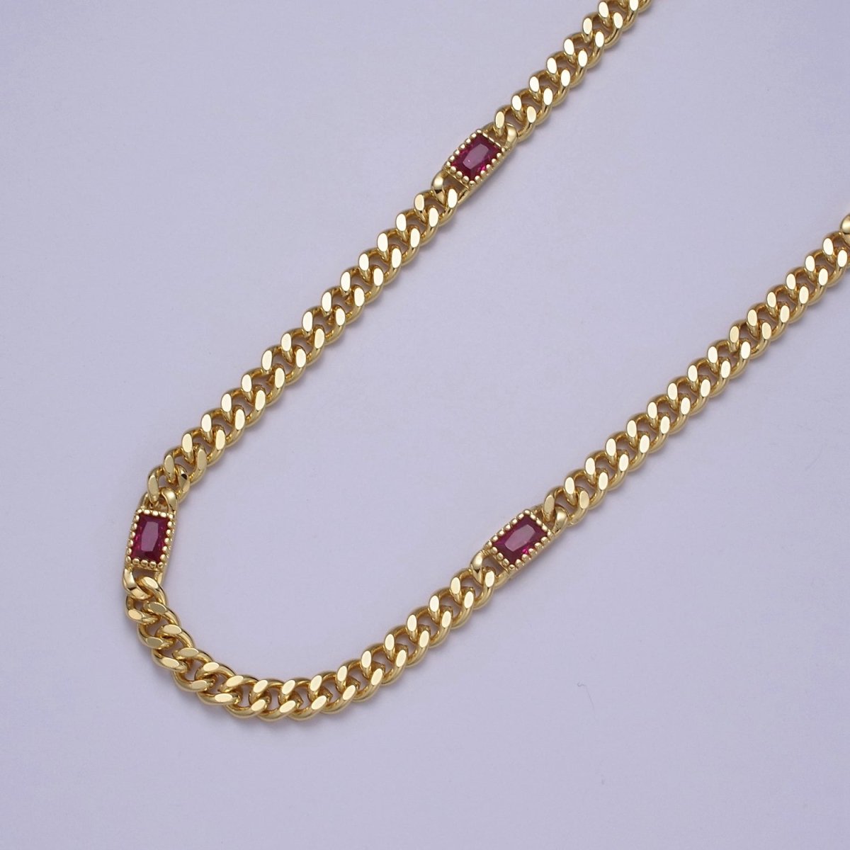 Chunky curb chain with Clear CZ Stone for Necklace Bracelet Statement Jewelry |  WA-1405 Clearance Pricing