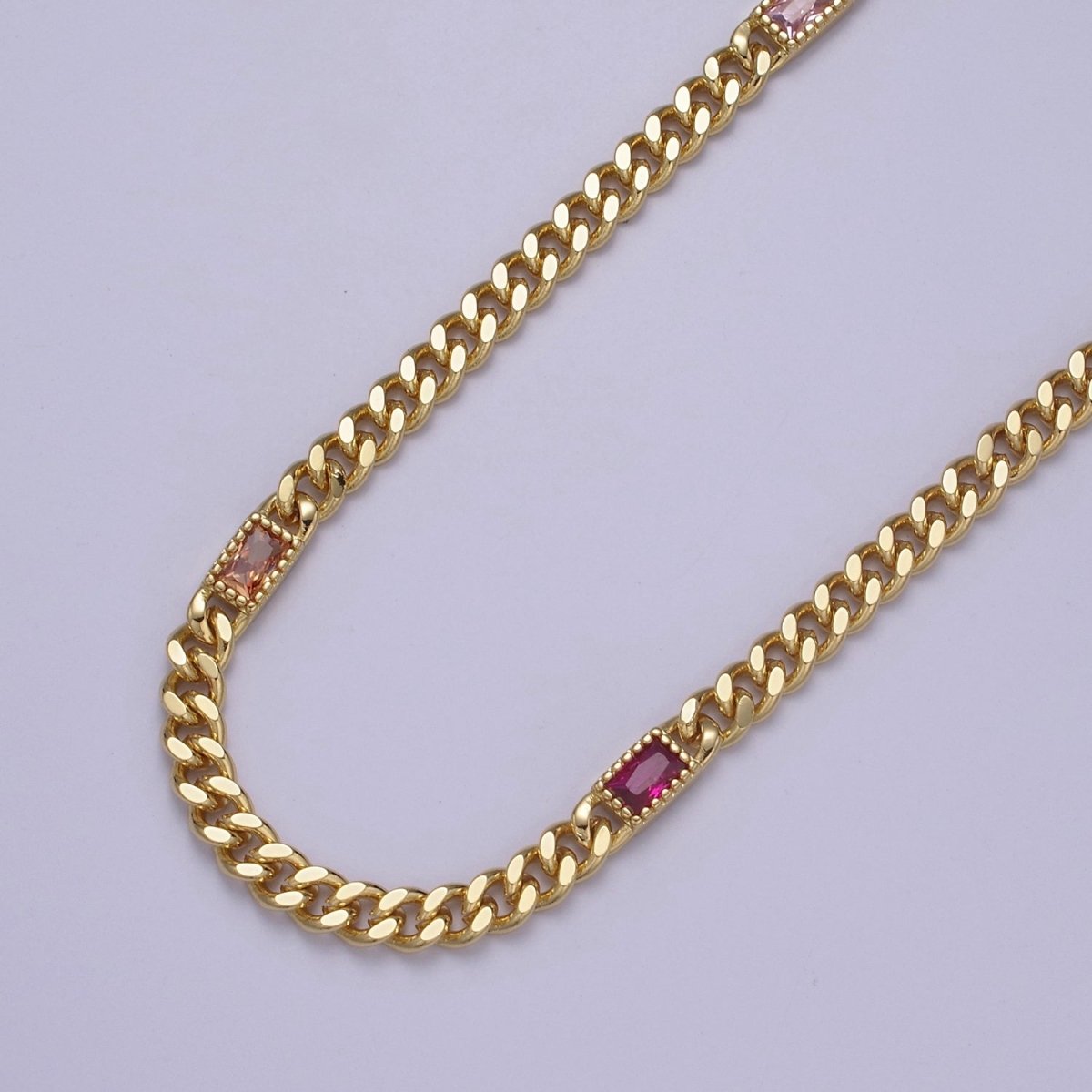 Chunky curb chain with Clear CZ Stone for Necklace Bracelet Statement Jewelry |  WA-1405 Clearance Pricing