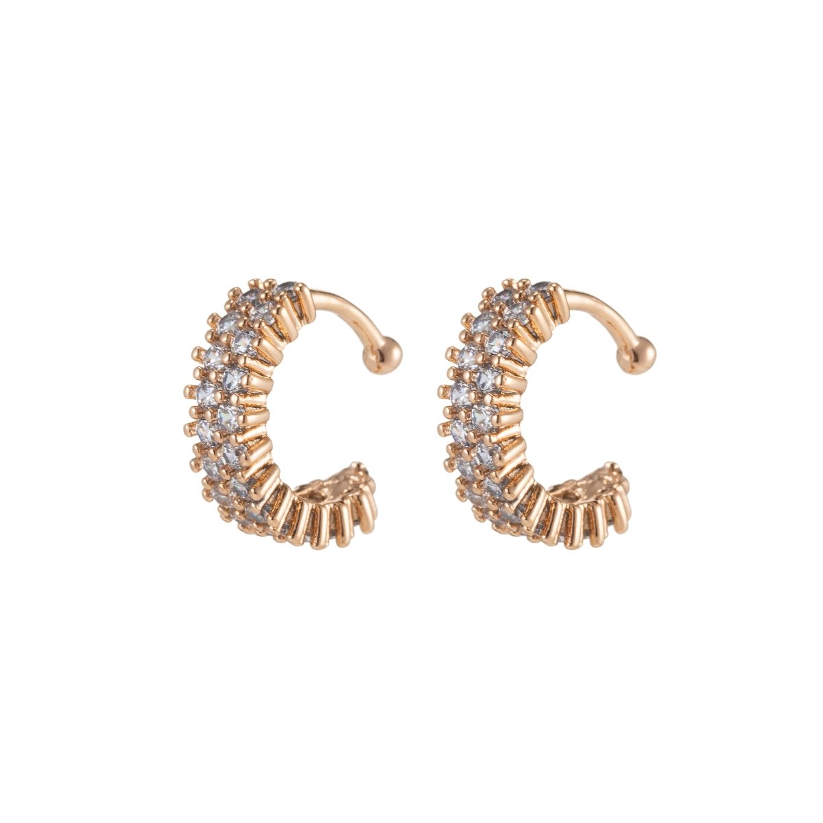 Chunky cz bezel - cuff earring - cuff - ear cuff - gold cuff - silver - conch - no piercing - cuffs - helix - cartilage - earring, AI-041