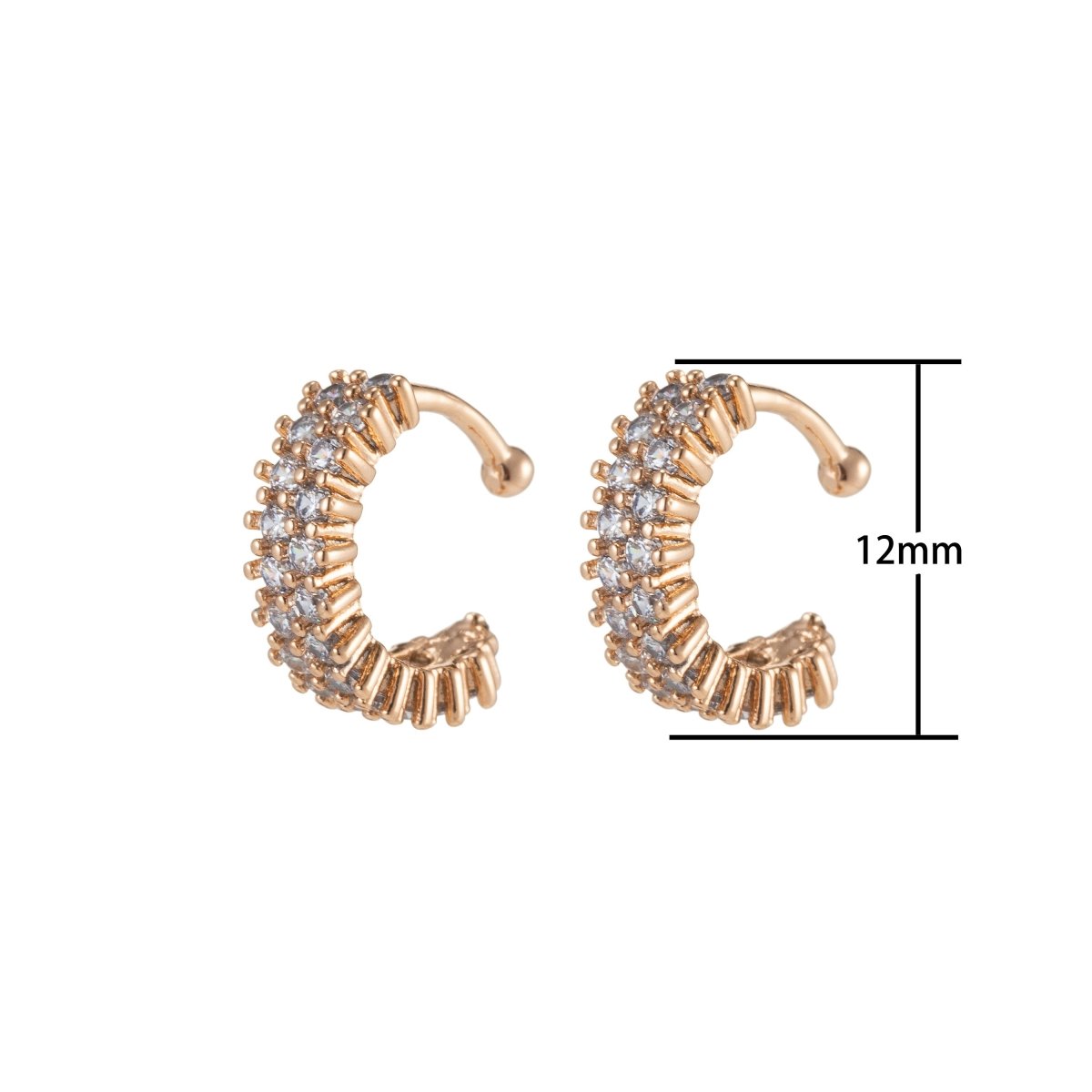 Chunky cz bezel - cuff earring - cuff - ear cuff - gold cuff - silver - conch - no piercing - cuffs - helix - cartilage - earring, AI-041