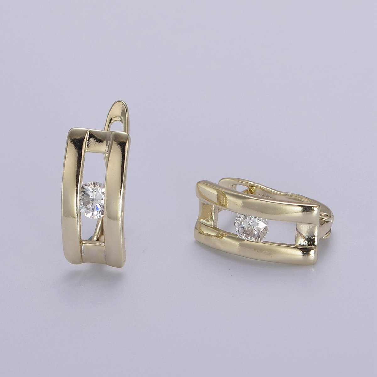 Chunky CZ Hoop Earrings Everyday Huggie Hoop Earrings • Perfect Gift for Her V-155
