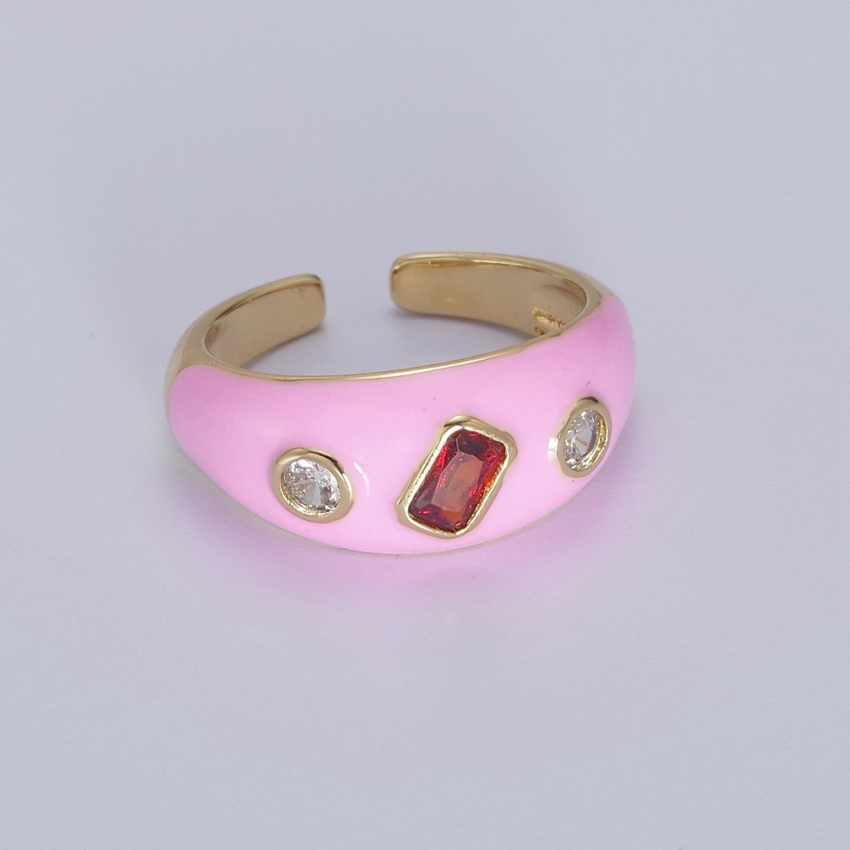 Chunky Enamel Teal Pink White Dome Ring Y2K Jewelry O-2195 O-2196 O-2197