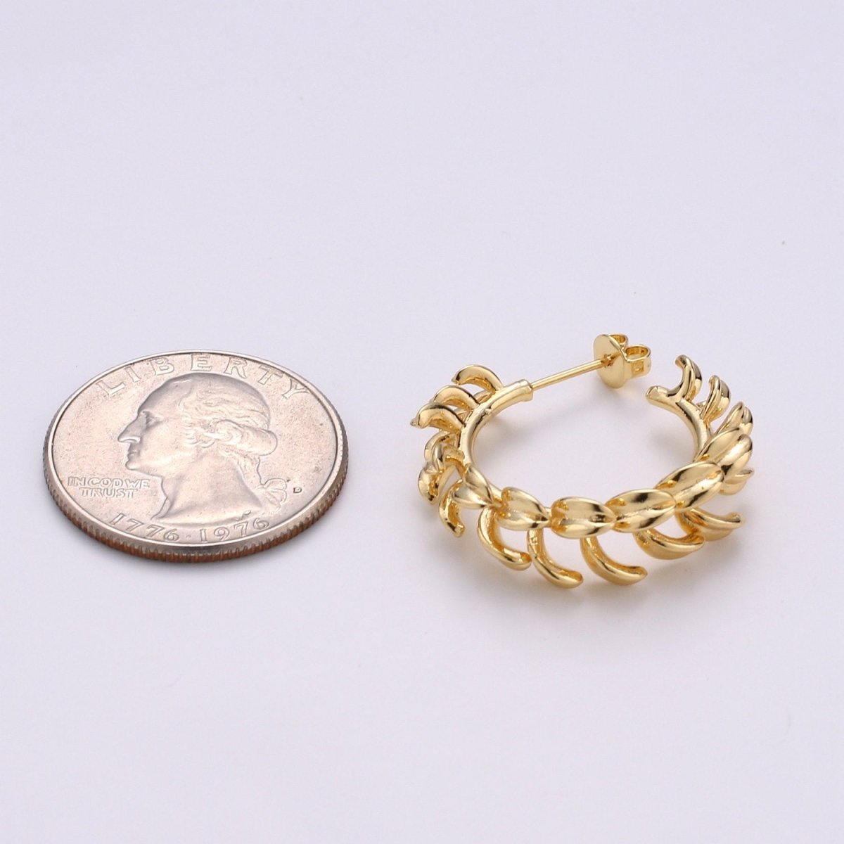 Chunky Feather Hoop Earrings Vermeil Hoops Earrings Feather Earrings Gold Feather Earrings Gift Bird Earrings Protection Earring Jewelry Q-283