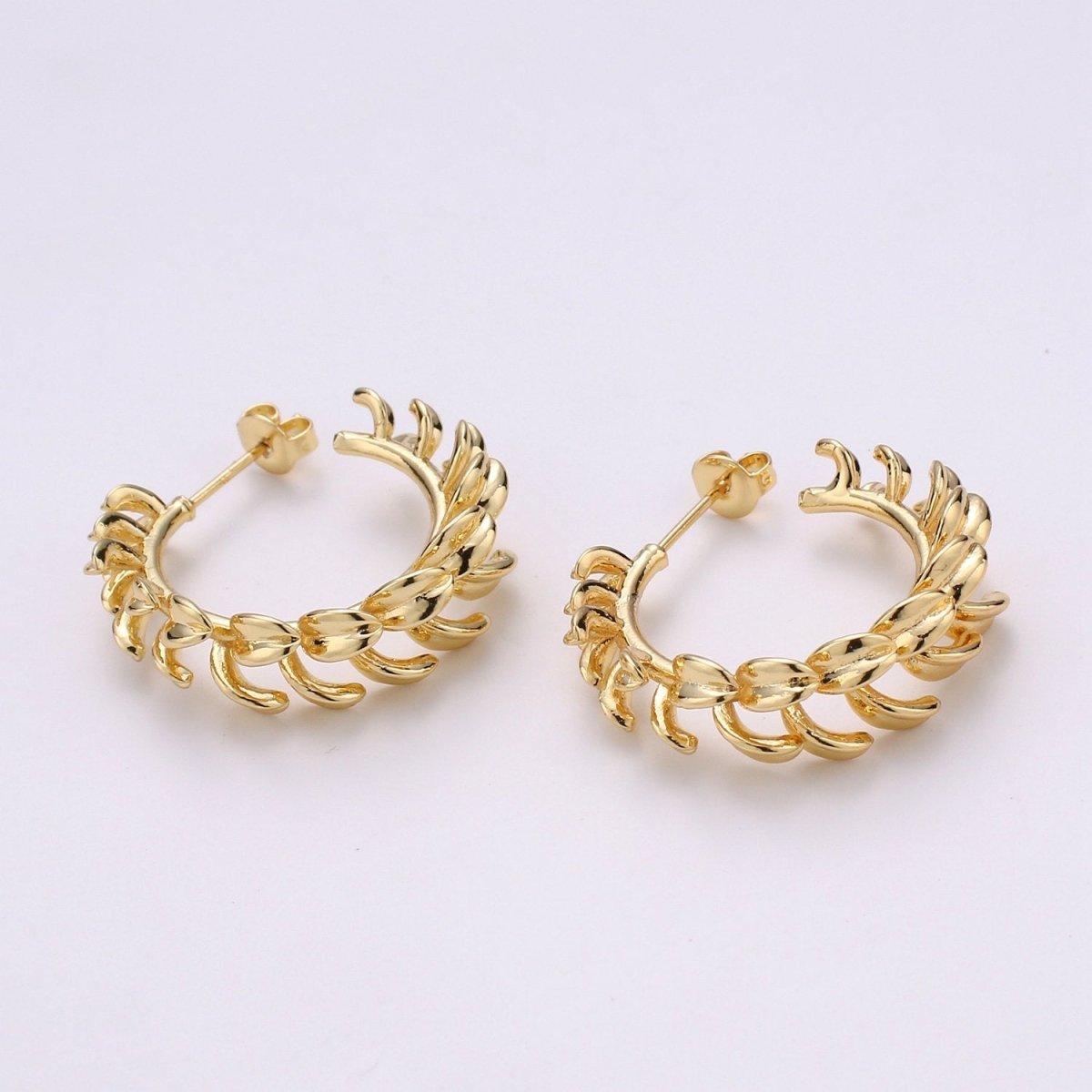 Chunky Feather Hoop Earrings Vermeil Hoops Earrings Feather Earrings Gold Feather Earrings Gift Bird Earrings Protection Earring Jewelry Q-283