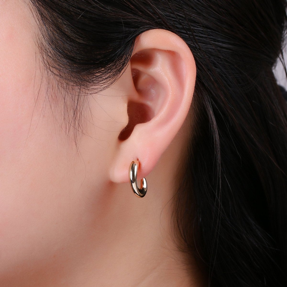 Chunky Gold Filled Hoop Earrings, Fat Hoop Earrings, Chubby Hoop Earrings, Gold Hoop Earrings statement earring | K-433
