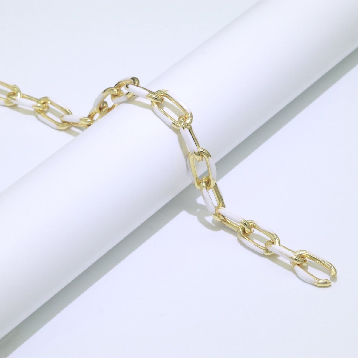 Chunky Gold Multi-Color Enamel CABLE Gold Plated Chain by Yard, Link Cable Thick Elongate Chain, Wholesale Bulk Roll Chain Jewelry | ROLL-517 to ROLL-526 Clearance Pricing