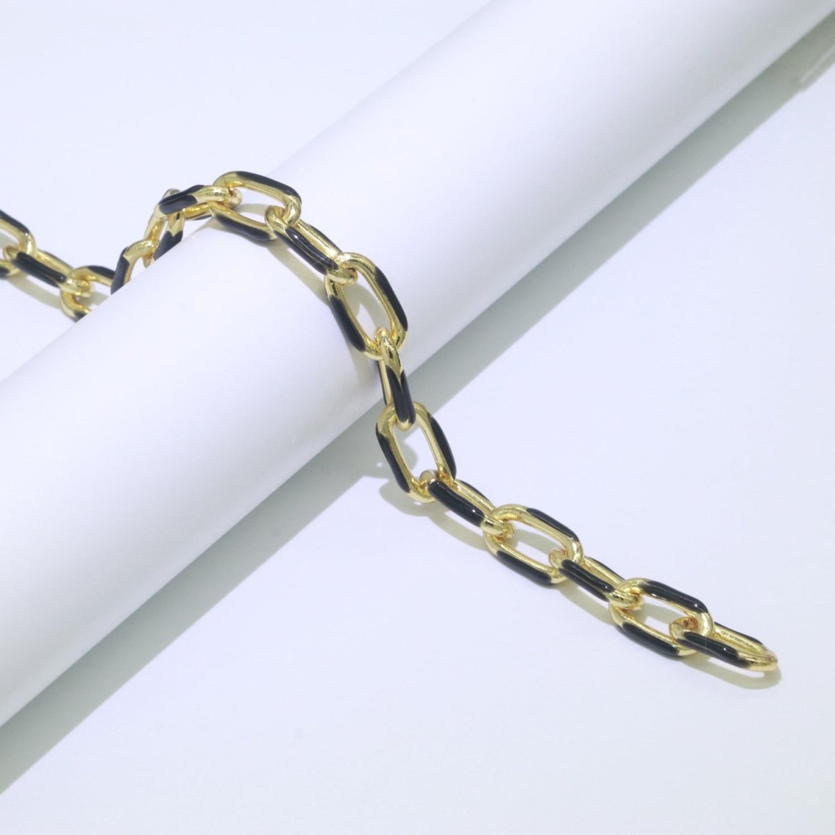 Chunky Gold Multi-Color Enamel CABLE Gold Plated Chain by Yard, Link Cable Thick Elongate Chain, Wholesale Bulk Roll Chain Jewelry | ROLL-517 to ROLL-526 Clearance Pricing