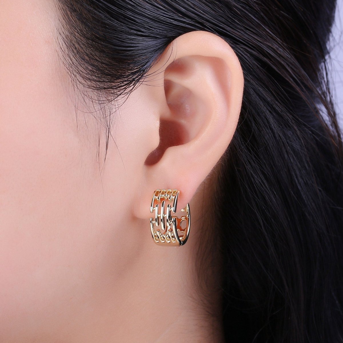Chunky Hoop Earrings Hypoallergenic 14K Gold Filled Bold Hoop Earrings for Women T-207