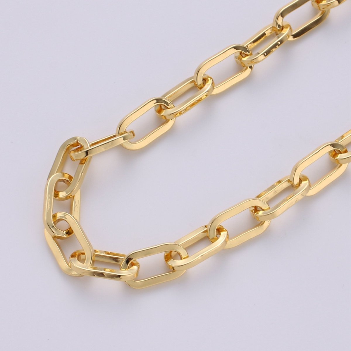 OS Chunky Paper Clip Oval Chain Necklace, 17X9mm 24K Gold Filled Jumbo Link Paper Clip Chain, 1 Yard Lead, Nickel Free, Unfinished Paper Clip | ROLL-242