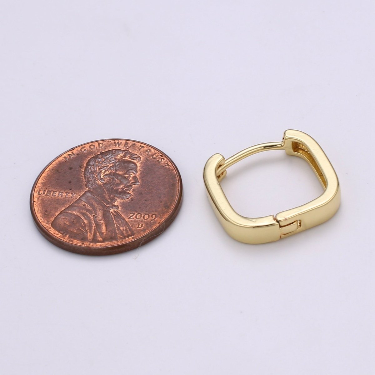 Chunky square huggie hoop geometric earrings gold chunky pipe bar street style mini hoop earrings minimalist stacking hoops Jewelry | Q-425