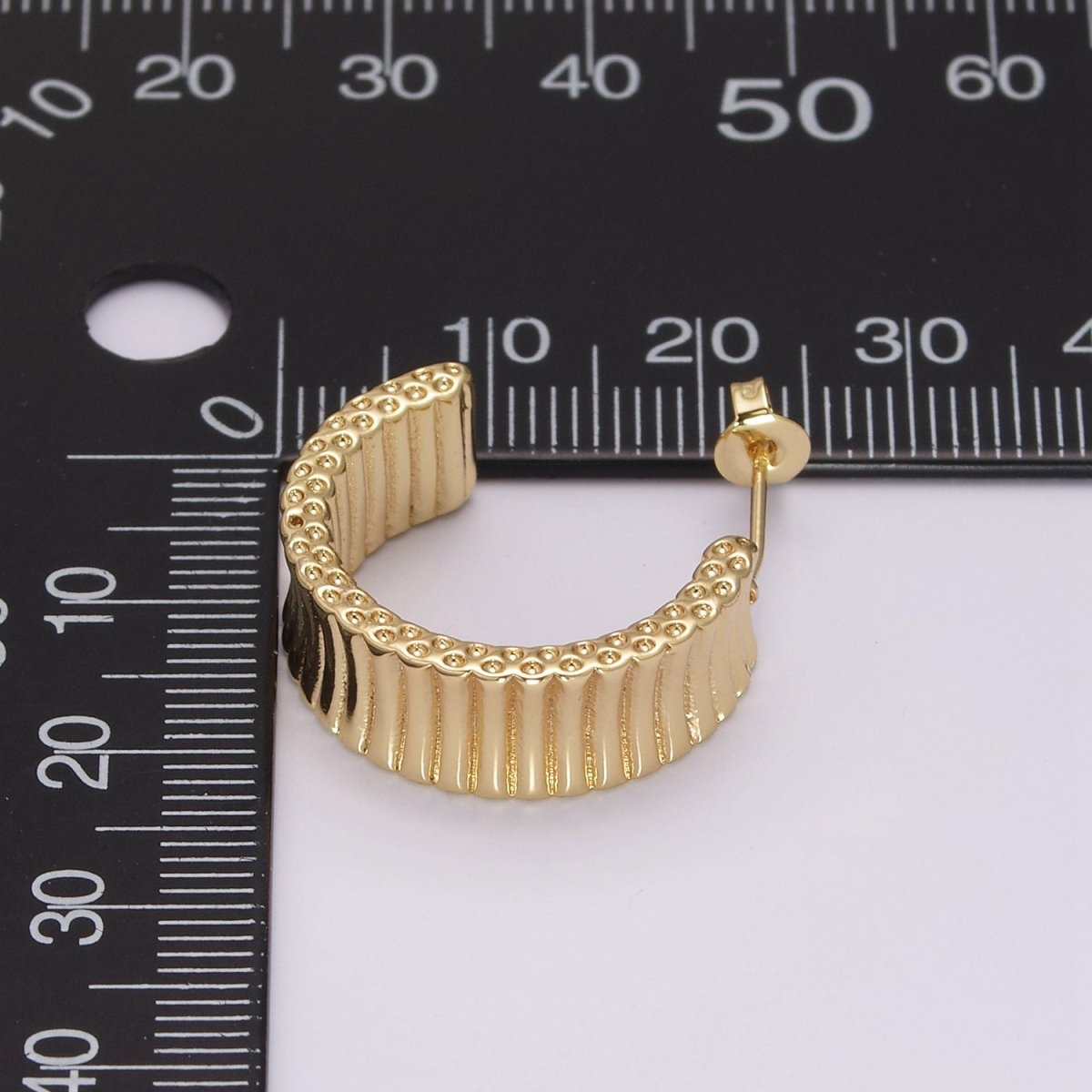 Chunky Striped hoop earrings, Modern hoop earrings 24K Gold Filled Hoop earrings T-230