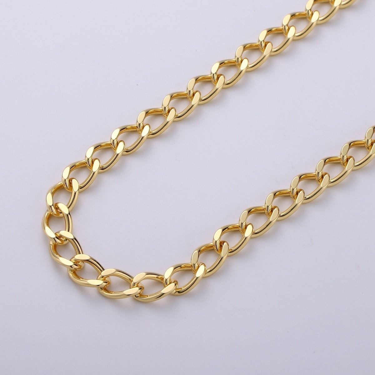 Chunky Thick 24K Gold Filled Curb Chain By Yard, 8X5mm Unfinished Gold Chain For Bracelet Necklace Anklet Jewelry Making Supply | ROLL-236 Clearance Pricing