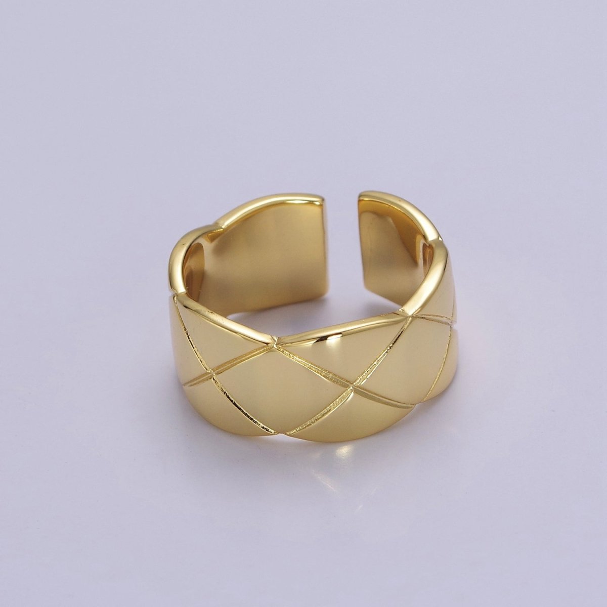 Chunky Wide Band-Thick Checkered Statement Ring-Chic Croissant Ring Bread Large Ring O-2042