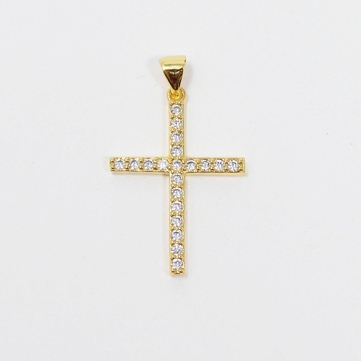 Classic 24K Gold Filled Cross Pendant Micro Pave Charm Cz Religious Jewelry Making J-928