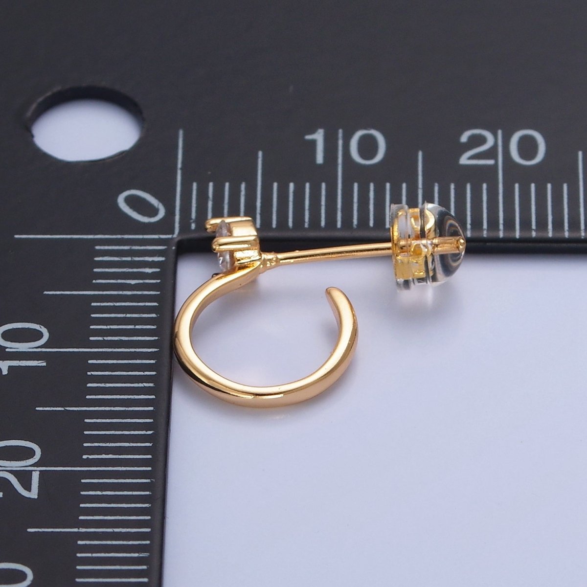 Classic Hoop Earring with CZ Stone Stud T-474