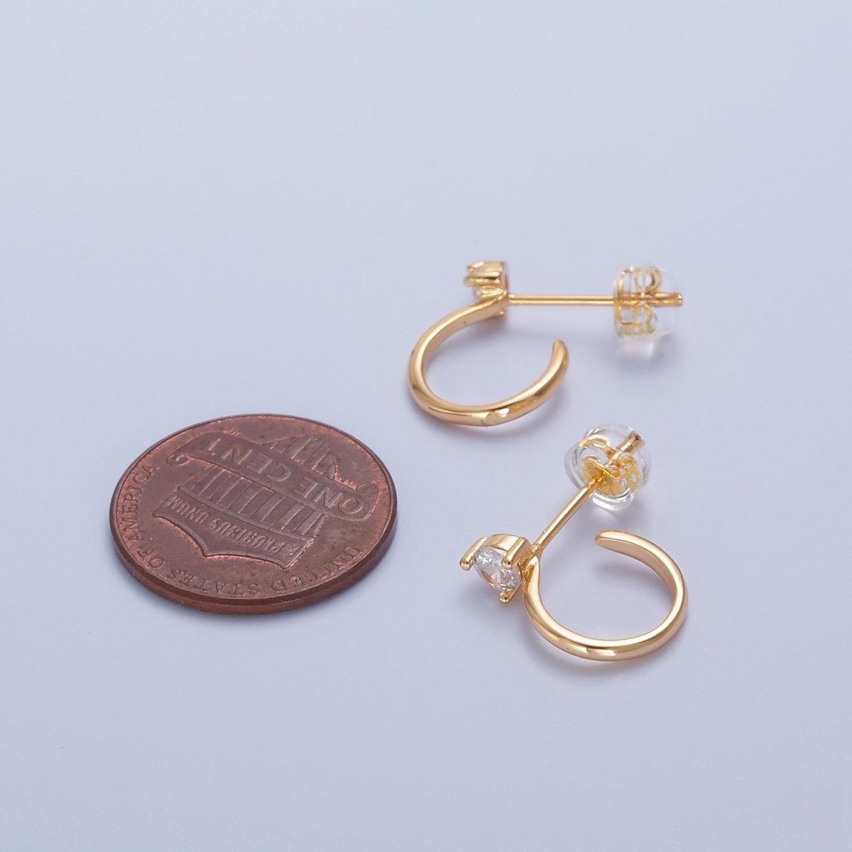 Classic Hoop Earring with CZ Stone Stud T-474