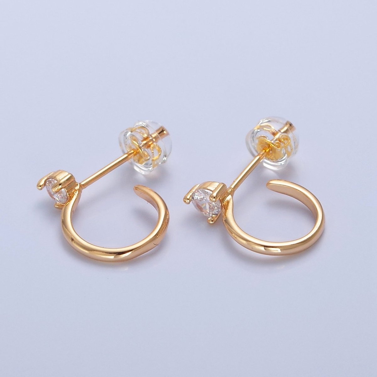 Classic Hoop Earring with CZ Stone Stud T-474