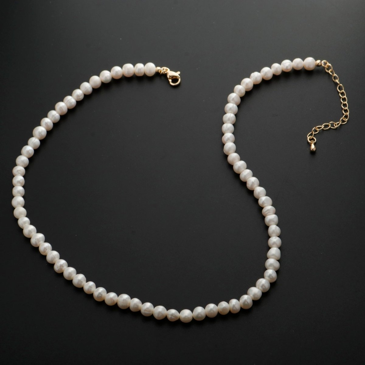 OS Classic Round Pearl Necklace White Fresh Water Pearl Necklace, Natural Freshwater Pearl, Genuine Pearls Wedding Bridal Jewelry | WA-333 Clearance Pricing