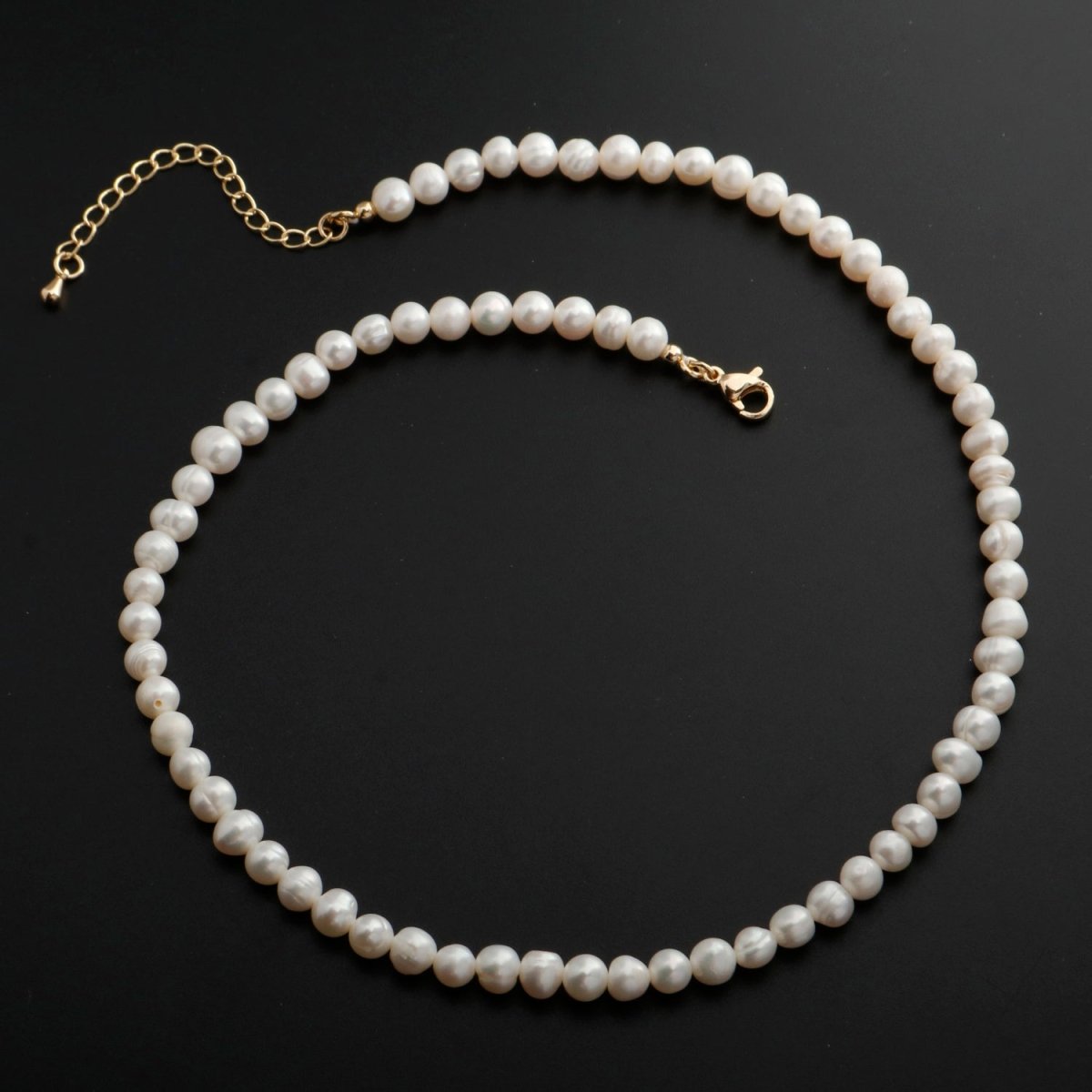 OS Classic Round Pearl Necklace White Fresh Water Pearl Necklace, Natural Freshwater Pearl, Genuine Pearls Wedding Bridal Jewelry | WA-333 Clearance Pricing