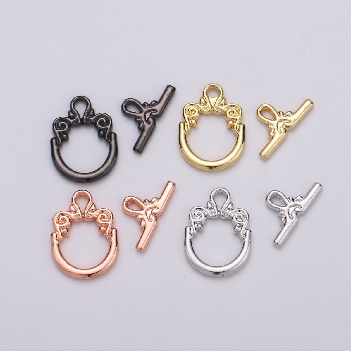 Classic Vintage Style Flower Cloud Gold Filled Toggle Clasp For Necklace Bracelet Anklet Jewelry Making L-050~L-053