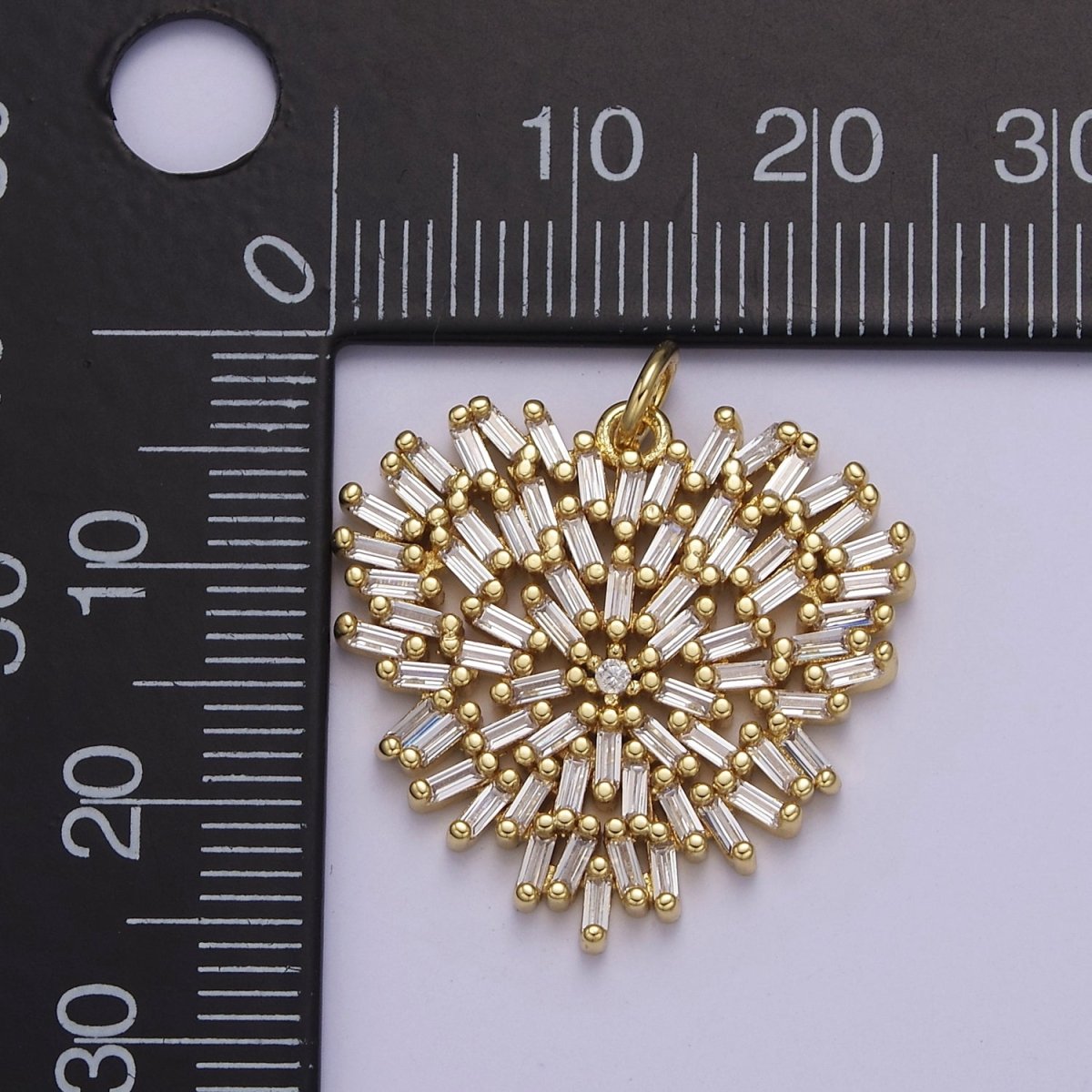 Clear Baguette Heart Charm Unique Heart Shaped CZ Charm E-667
