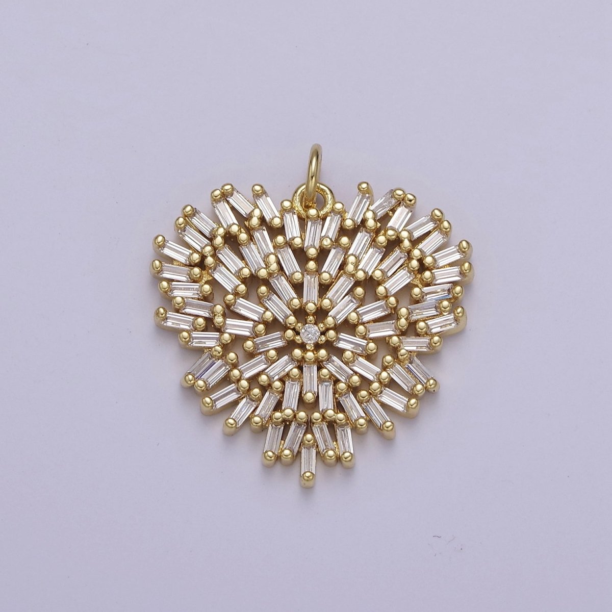 Clear Baguette Heart Charm Unique Heart Shaped CZ Charm E-667