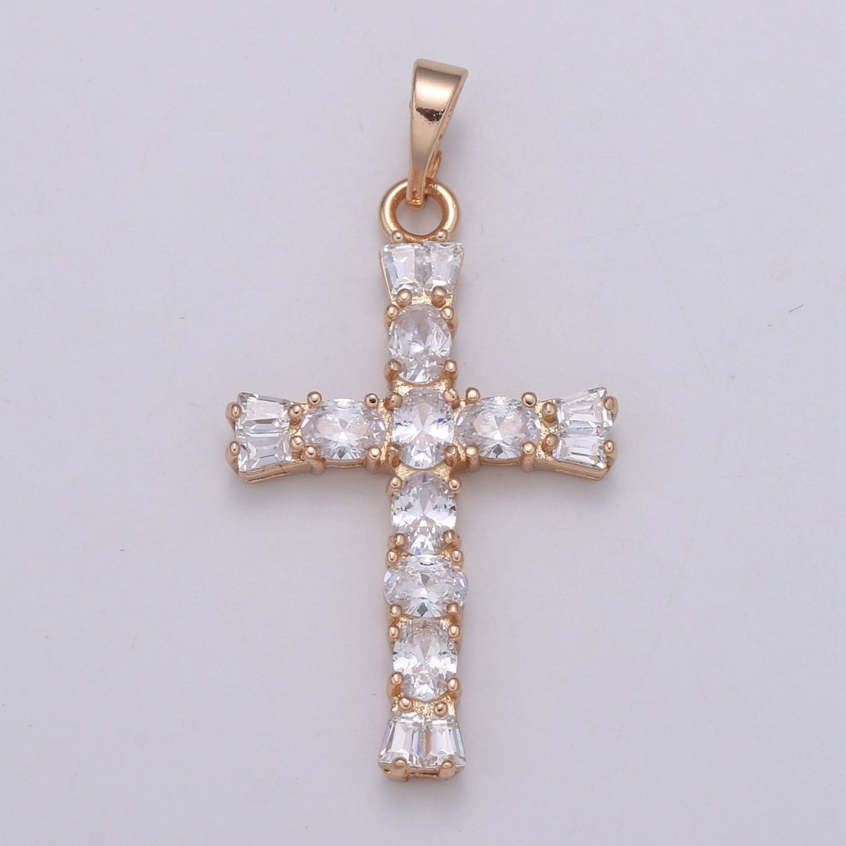 Clear Crystal Cross Gold Filled Pendants  J-273