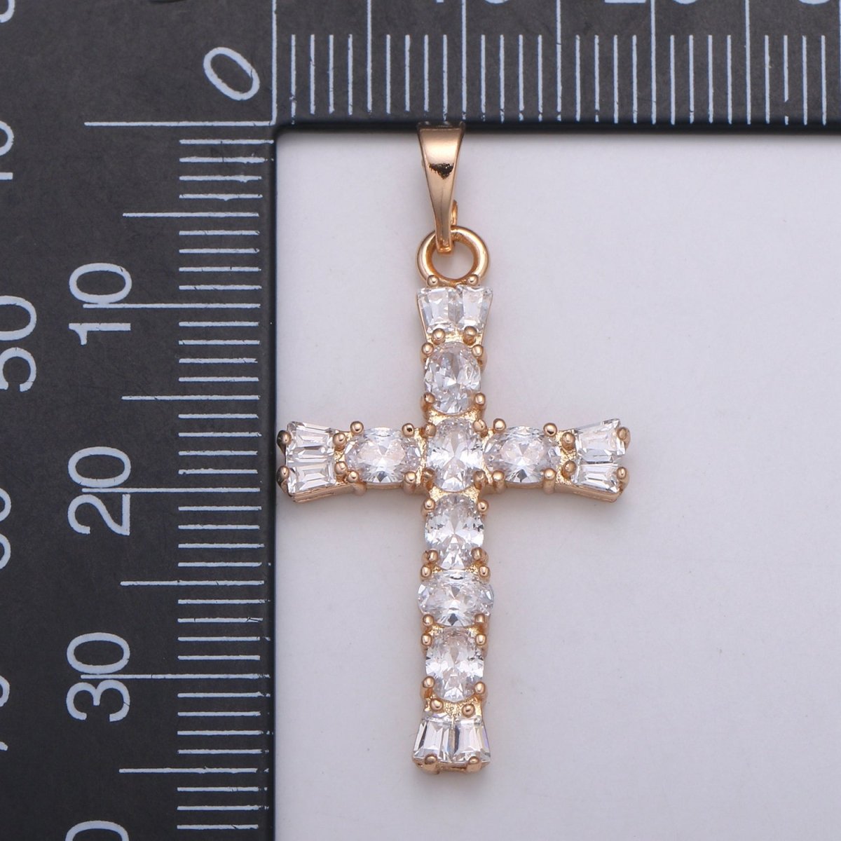 Clear Crystal Cross Gold Filled Pendants  J-273