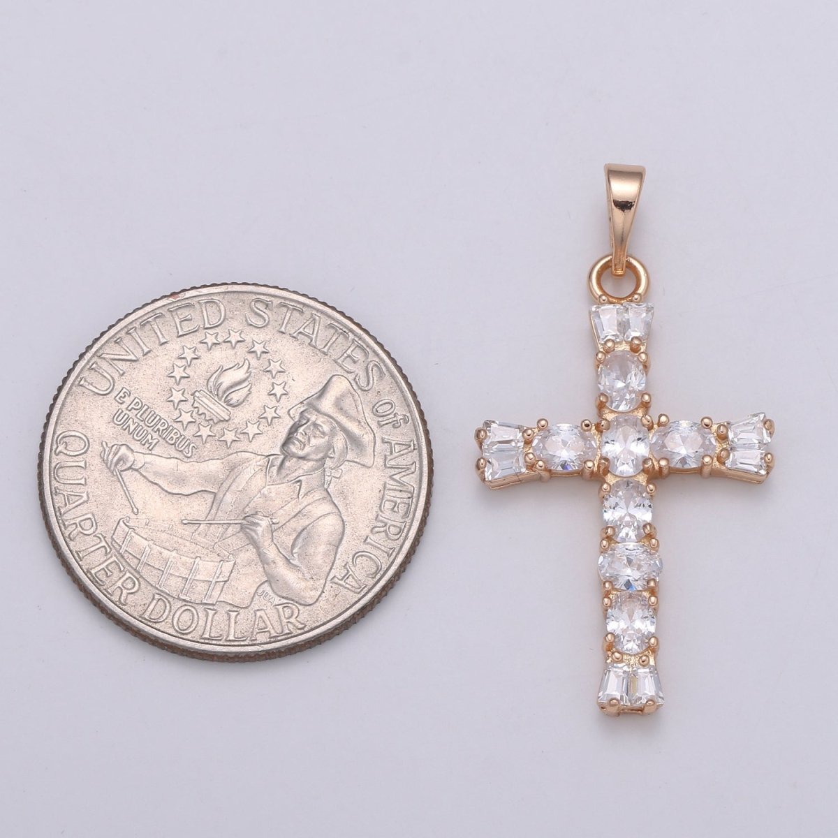 Clear Crystal Cross Gold Filled Pendants  J-273