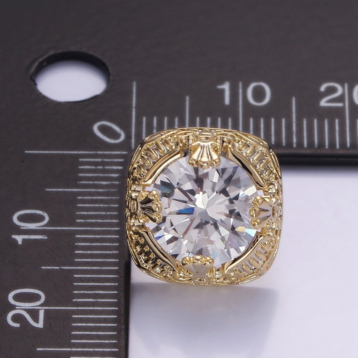 Clear CZ Bezel Rounded Square Stud Earrings in Gold & Silver | V528 V529