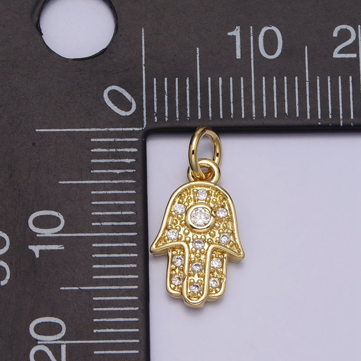 Clear CZ Hamsa Hand Gold Add-On Charm | AC201