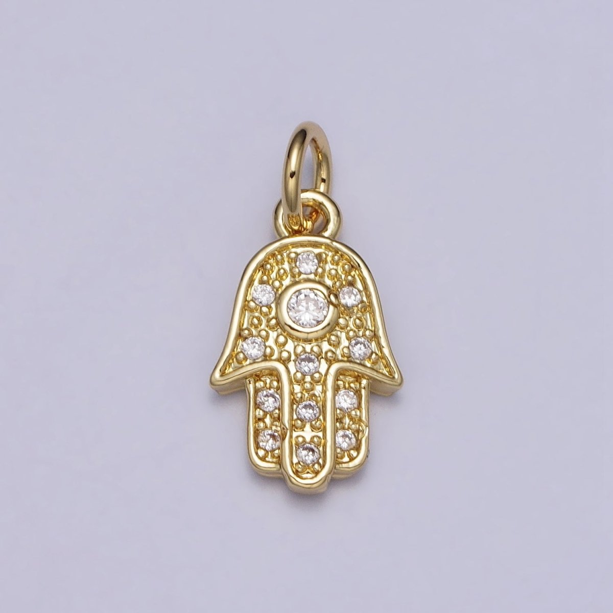 Clear CZ Hamsa Hand Gold Add-On Charm | AC201