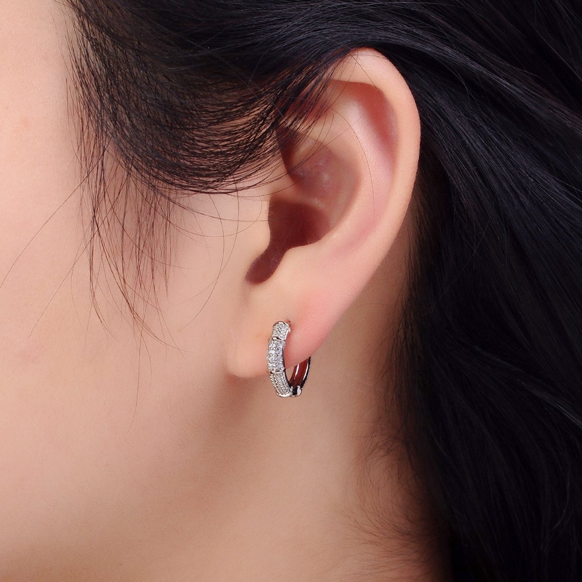 Clear CZ Huggie Hoop Earrings • gold conch hoop • cartilage hoop • Dainty hoop earrings AB1037