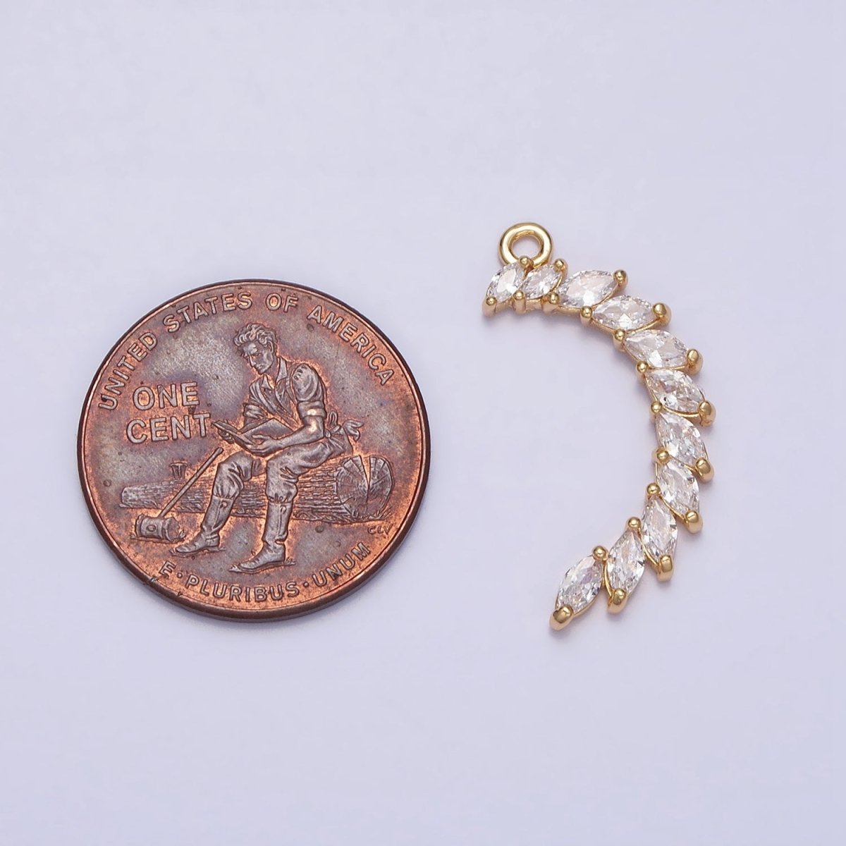 Clear Marquise Crescent CZ Lined Add-On Charm in Gold & Silver | Y-847